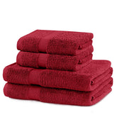 Set 4 prosoape de baie cu bordura simpla, bumbac 100%, 525 g/mp, Marina, 2x70x140 cm, 2x50x100 cm, rosu