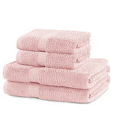 Set 4 prosoape de baie cu bordura simpla, bumbac 100%, 525 g/mp, Marina, 2x70x140 cm, 2x50x100 cm, roz pudra