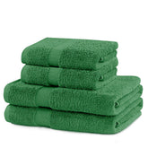 Set 4 prosoape de baie cu bordura simpla, bumbac 100%, 525 g/mp, Marina, 2x70x140 cm, 2x50x100 cm, verde