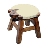 Scaunel din lemn pentru copii, sculptat si pictat manual, Miorita, 26.5 x 22.5 x 26.5 cm, 2.5kg
