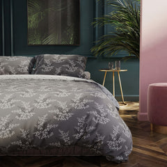 Set 2 huse pilota si 2 huse perna, model floral caluna, Hypnosis, 155x220 cm, 80x80 cm, gri, 4 piese