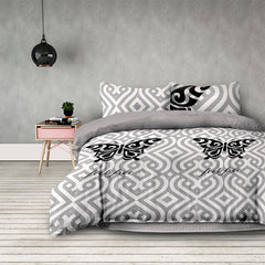 Set 2 huse pilota si 2 huse perna, model fluture, Basic, 155x220 cm, 80x80 cm, alb, 4 piese