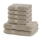 Set 6 prosoape de baie cu bordura simpla, bumbac 100%, 525 g/mp, Marina, 2x70x140 cm, 4x50x100 cm, bej