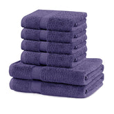 Set 6 prosoape de baie cu bordura simpla, bumbac 100%, 525 g/mp, Marina, 2x70x140 cm, 4x50x100 cm, mov