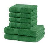 Set 6 prosoape de baie cu bordura simpla, bumbac 100%, 525 g/mp, Marina, 2x70x140 cm, 4x50x100 cm, verde