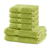 Set 6 prosoape de baie cu bordura simpla, bumbac 100%, 525 g/mp, Marina, 2x70x140 cm, 4x50x100 cm, vernil