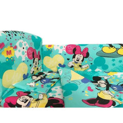 Set lenjerie pentru bebelusi cu aparatori laterale, Minnie & Mickey Mouse, bumbac 100%