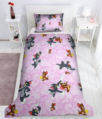 Set lenjerie pentru bebelusi cu aparatori laterale, Tom & Jerry, bumbac 100%