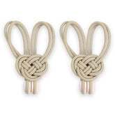 Set accesorii de prindere cu magnet pentru draperii si perdele, stil glamour, Edmonton, 60 cm, Bej, 2 buc