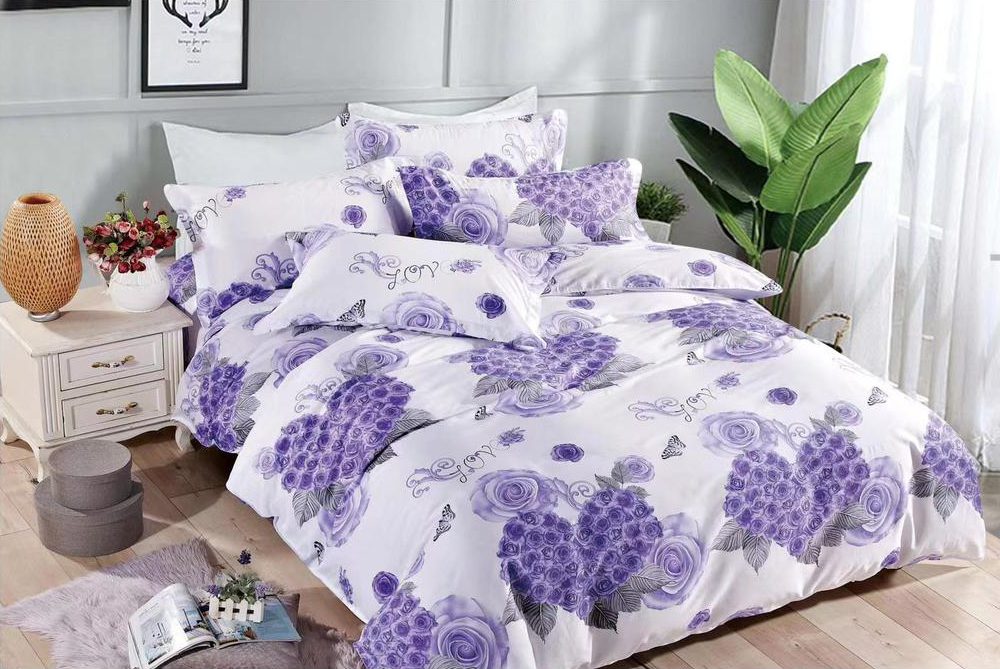 Lenjerie de pat pentru o persoana cu husa elastic pat si fata perna patrata, Ozana, bumbac ranforce, gramaj tesatura 120 g/mp, multicolor, 3 piese