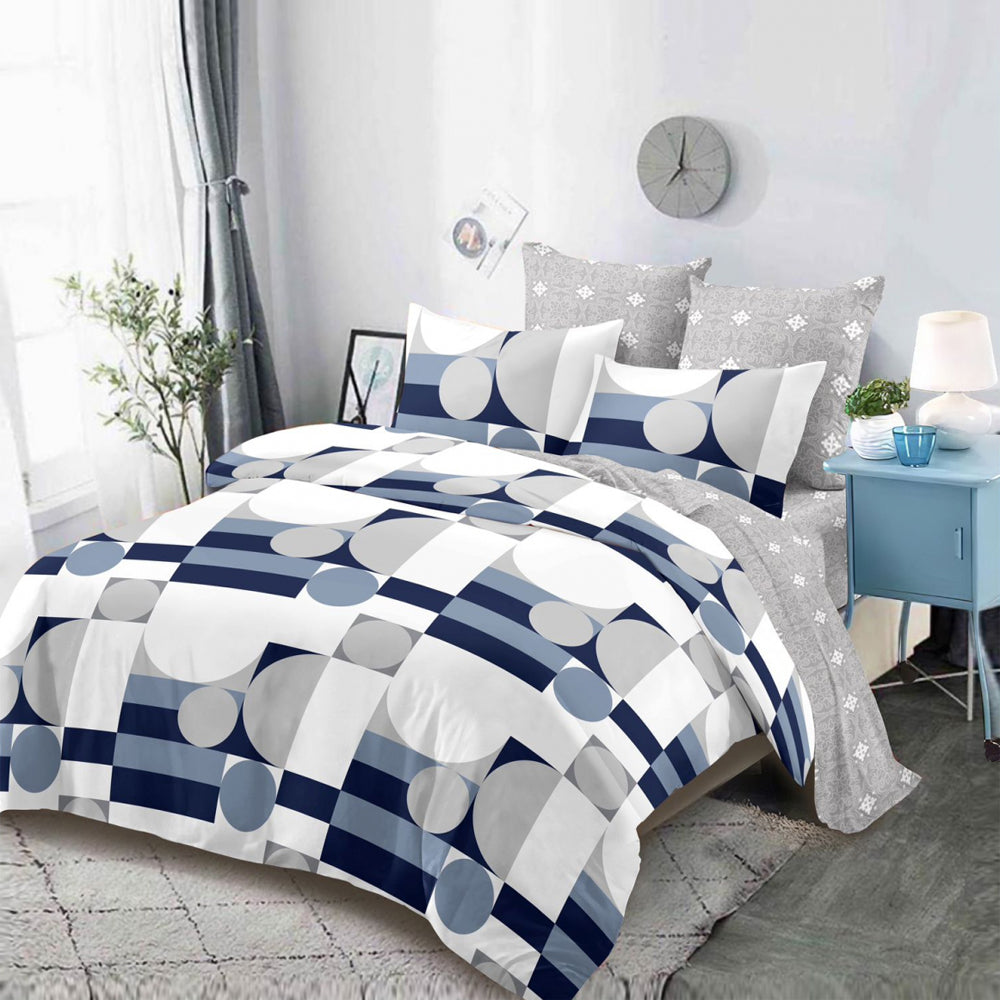 Lenjerie de pat pentru o persoana cu husa de perna patrata, Rania, bumbac mercerizat, multicolor, 3 piese