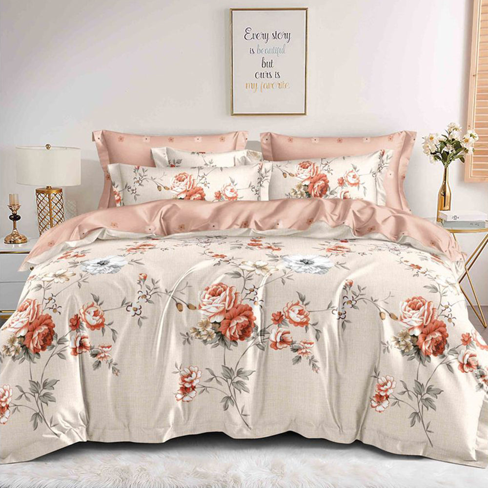 Lenjerie de pat pentru o persoana cu husa de perna patrata, Nayan, bumbac mercerizat, multicolor, 3 piese