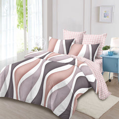 Lenjerie de pat pentru o persoana cu husa elastic pat si fata perna patrata, Vania, bumbac mercerizat, multicolor, 3 piese
