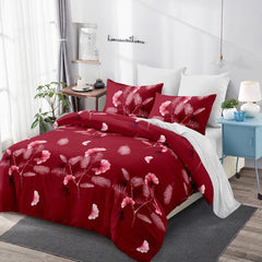 Lenjerie de pat matrimonial cu husa de perna dreptunghiulara, Dinko, bumbac mercerizat, multicolor, 4 piese
