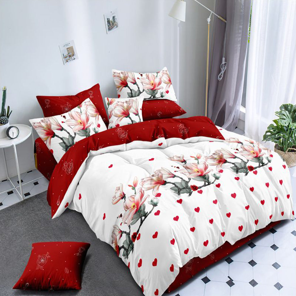 Lenjerie de pat pentru o persoana cu husa de perna patrata, Shelby, bumbac mercerizat, multicolor, 3 piese