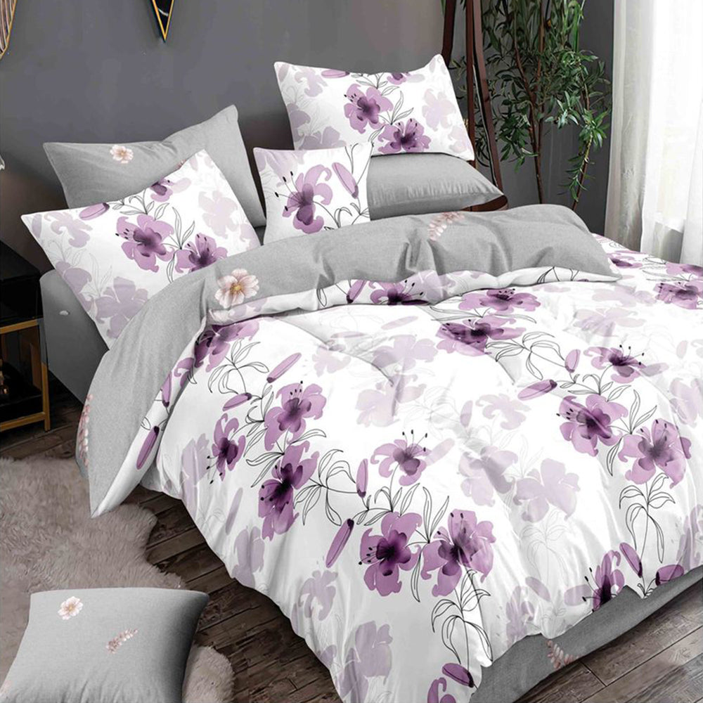 Lenjerie de pat pentru o persoana cu husa de perna patrata, Kail, bumbac mercerizat, multicolor, 3 piese