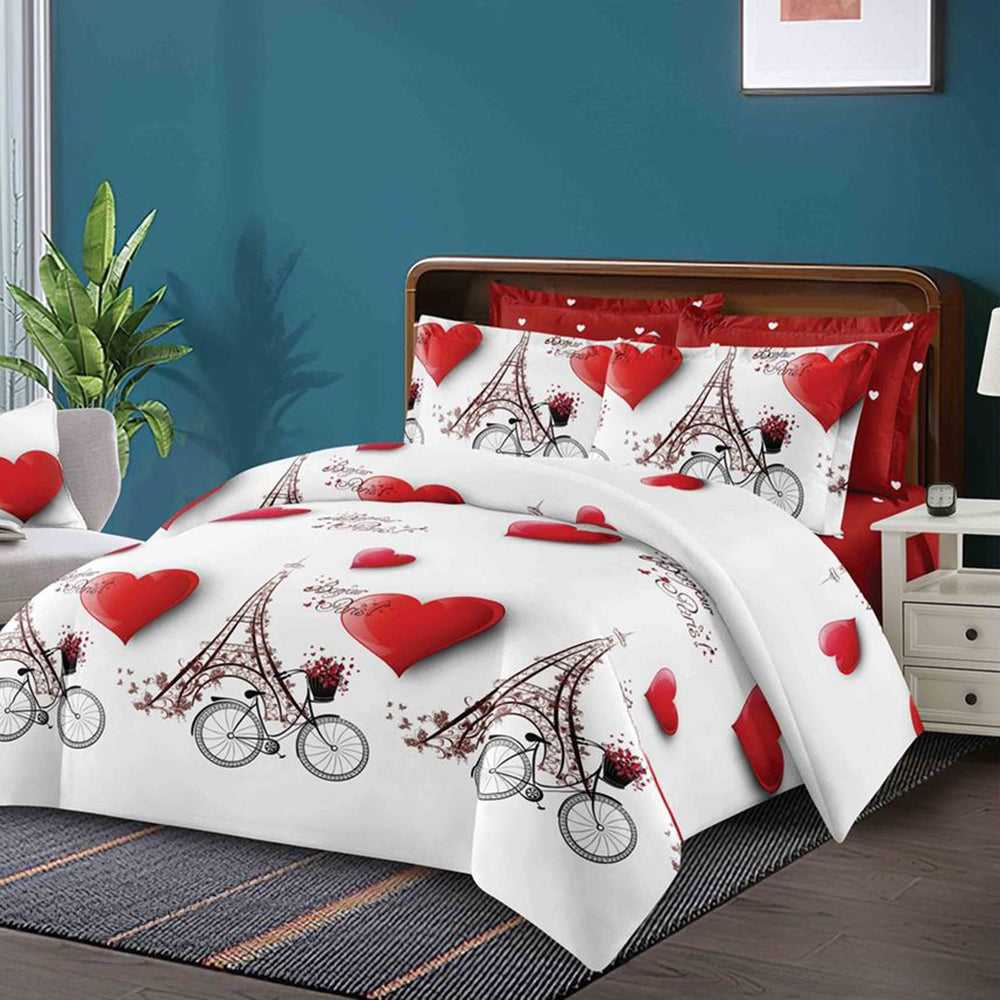 Lenjerie de pat pentru o persoana cu husa elastic pat si fata perna patrata, Nikolina, bumbac mercerizat, multicolor, 3 piese