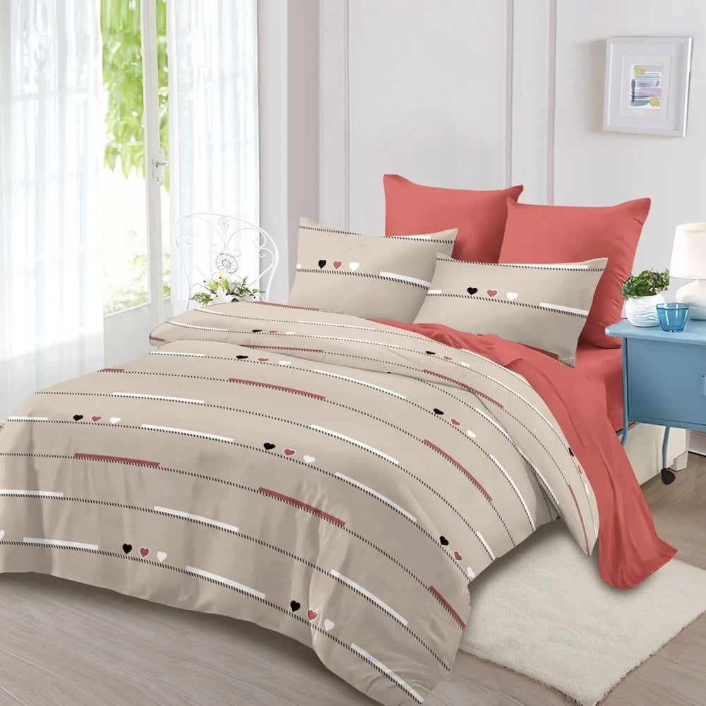 Lenjerie de pat pentru o persoana cu husa de perna patrata, Efes, bumbac mercerizat, multicolor, 3 piese