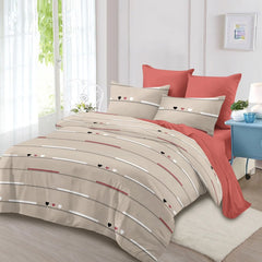 Lenjerie de pat pentru o persoana cu husa de perna patrata, Efes, bumbac mercerizat, multicolor, 3 piese