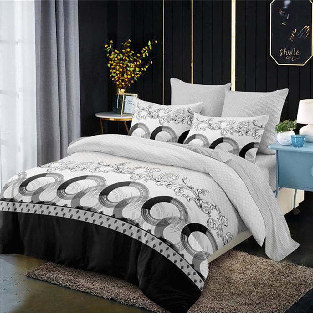 Lenjerie de pat pentru o persoana cu husa de perna patrata, Mylasa, bumbac mercerizat, multicolor, 3 piese
