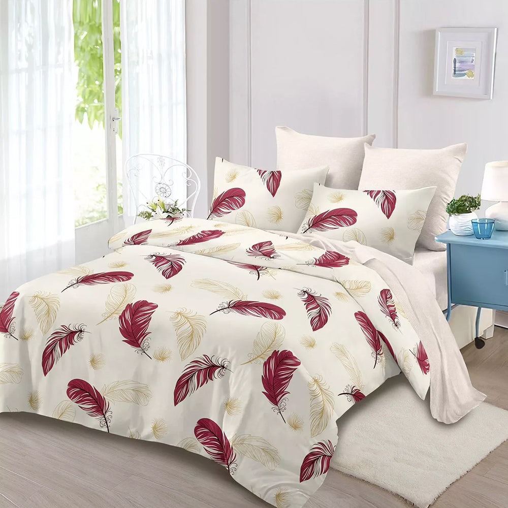 Lenjerie de pat pentru o persoana cu husa de perna patrata, Rhodos, bumbac mercerizat, multicolor, 3 piese