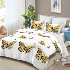 Lenjerie de pat pentru o persoana cu husa elastic pat si fata perna patrata, Tomis, bumbac mercerizat, multicolor, 3 piese