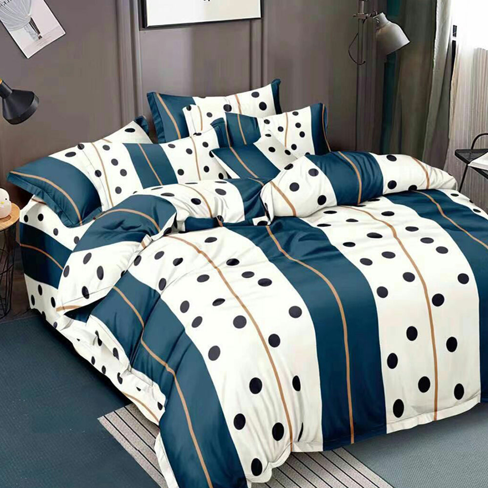 Lenjerie de pat matrimonial SUPER cu husa de perna patrata, Irati, bumbac mercerizat, multicolor, 4 piese