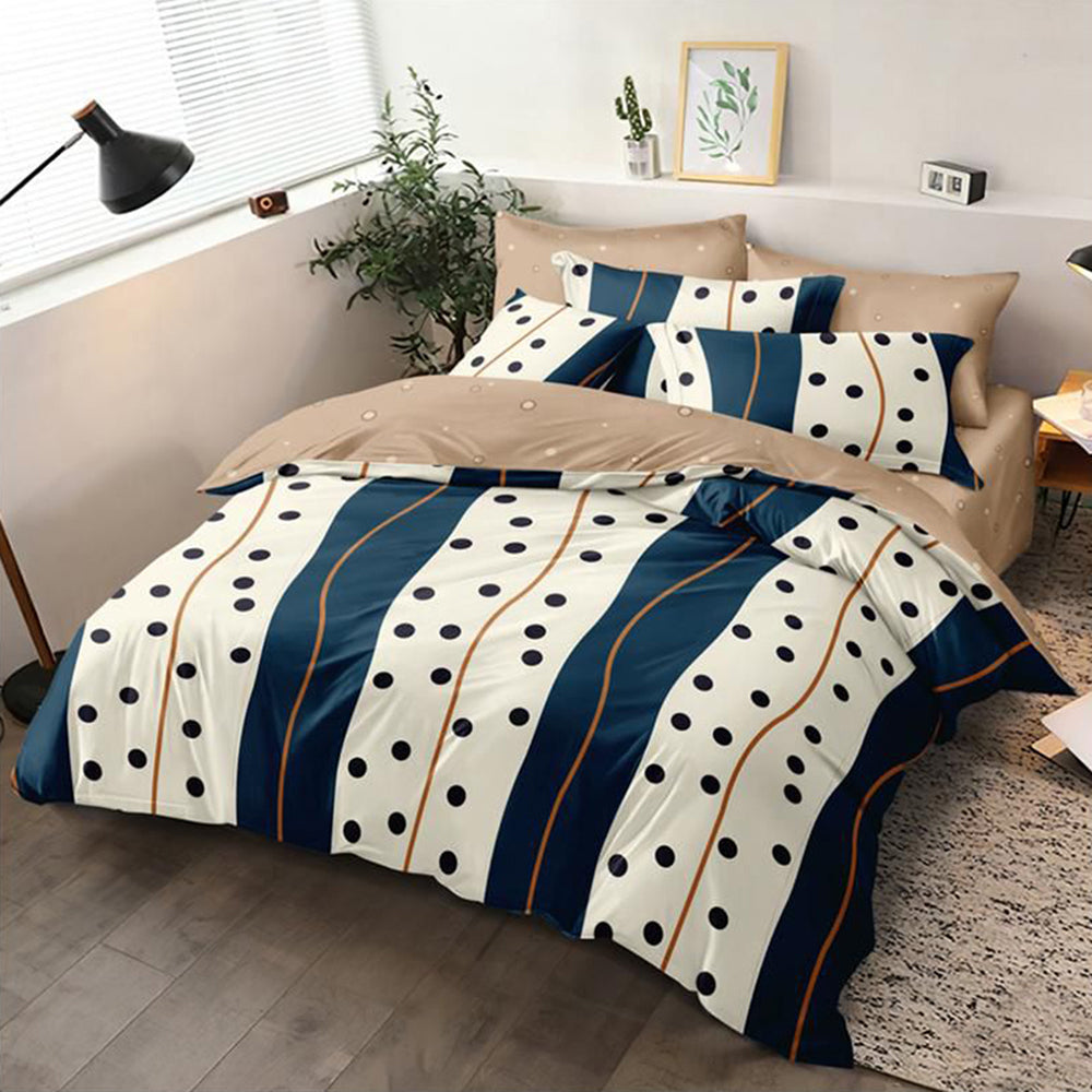 Lenjerie de pat matrimonial SUPER cu husa de perna patrata, Irati, bumbac mercerizat, multicolor, 4 piese