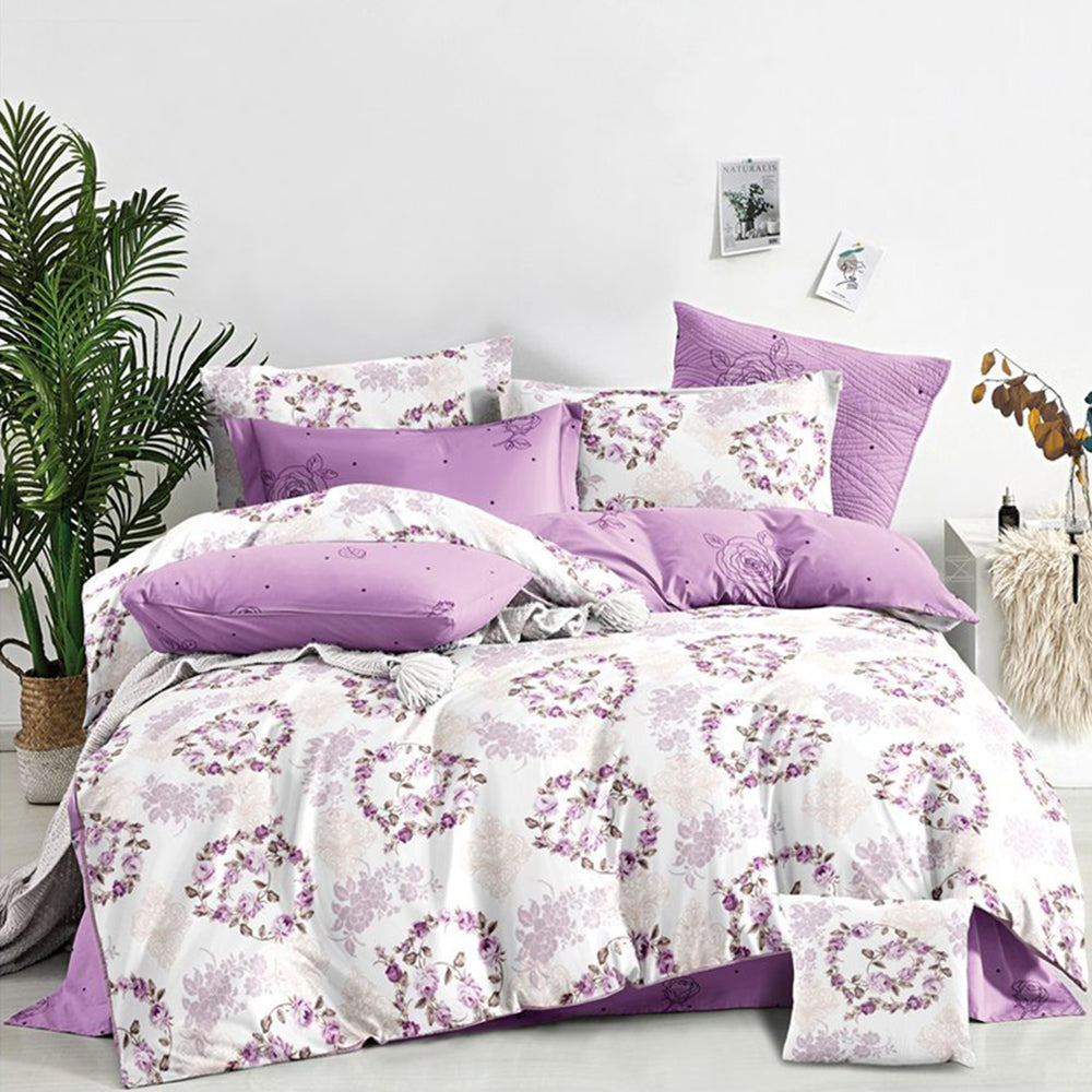 Lenjerie de pat pentru o persoana cu husa de perna patrata, Sobek, bumbac mercerizat, multicolor, 3 piese