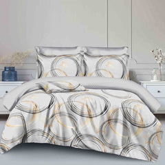 Lenjerie de pat pentru o persoana cu husa de perna patrata, Nerio, bumbac mercerizat, multicolor, 3 piese