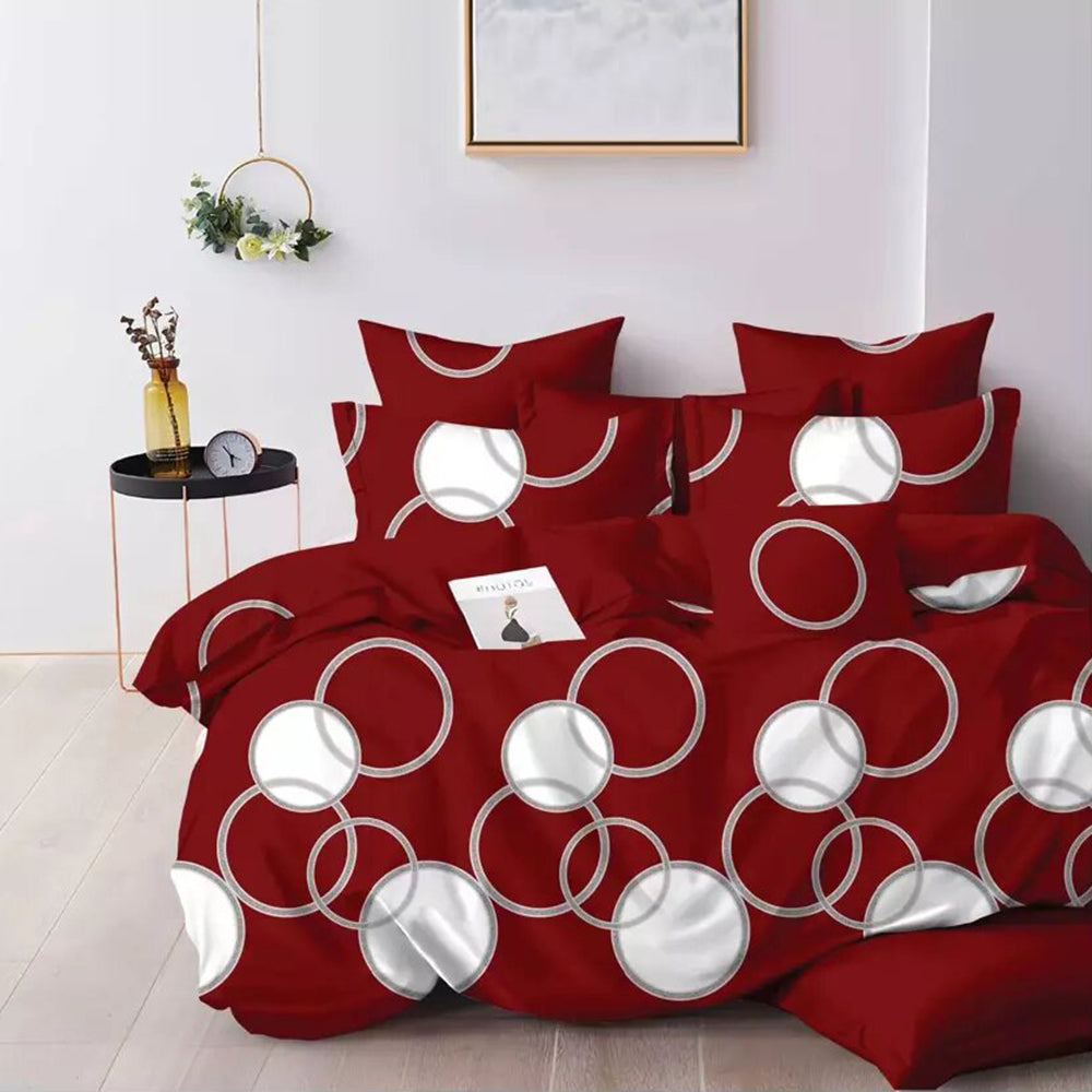 Lenjerie de pat pentru o persoana cu husa de perna patrata, Vilborg, bumbac mercerizat, multicolor, 3 piese