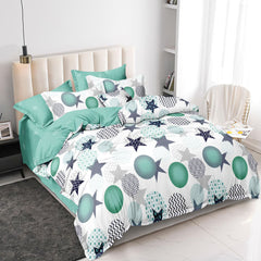 Lenjerie de pat pentru o persoana cu husa de perna patrata, Frodi, bumbac mercerizat, multicolor, 3 piese