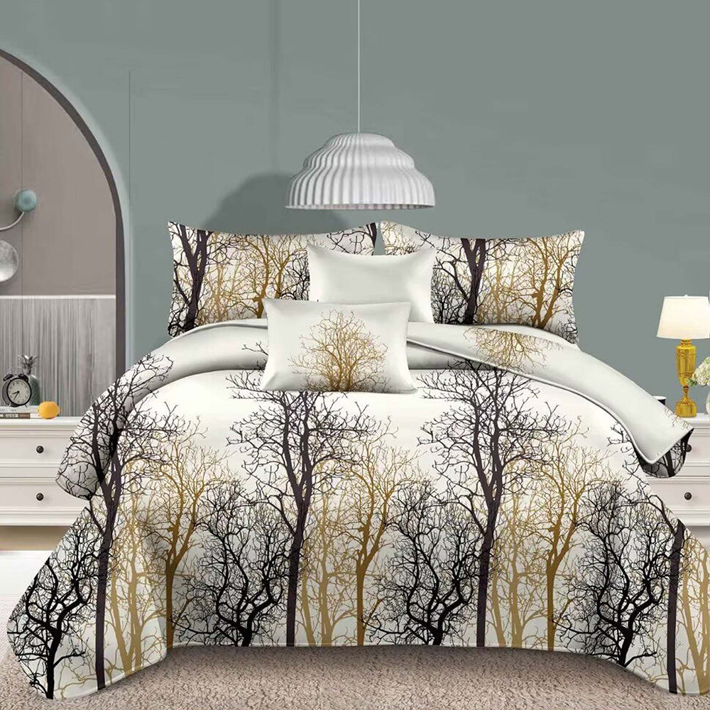 Lenjerie de pat pentru o persoana cu husa de perna patrata, Hallvor, bumbac mercerizat, multicolor, 3 piese