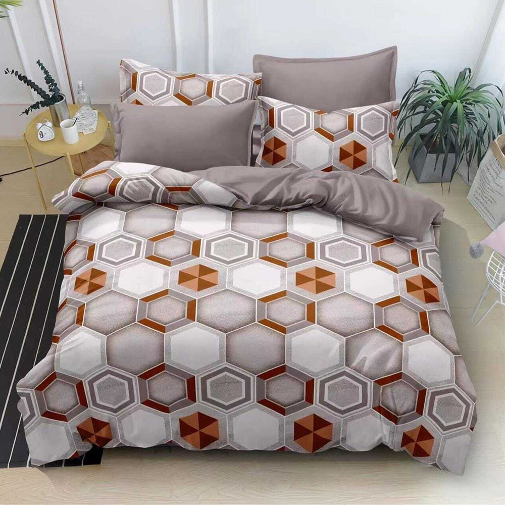 Lenjerie de pat pentru o persoana cu husa de perna patrata, Reidar, bumbac mercerizat, multicolor, 3 piese