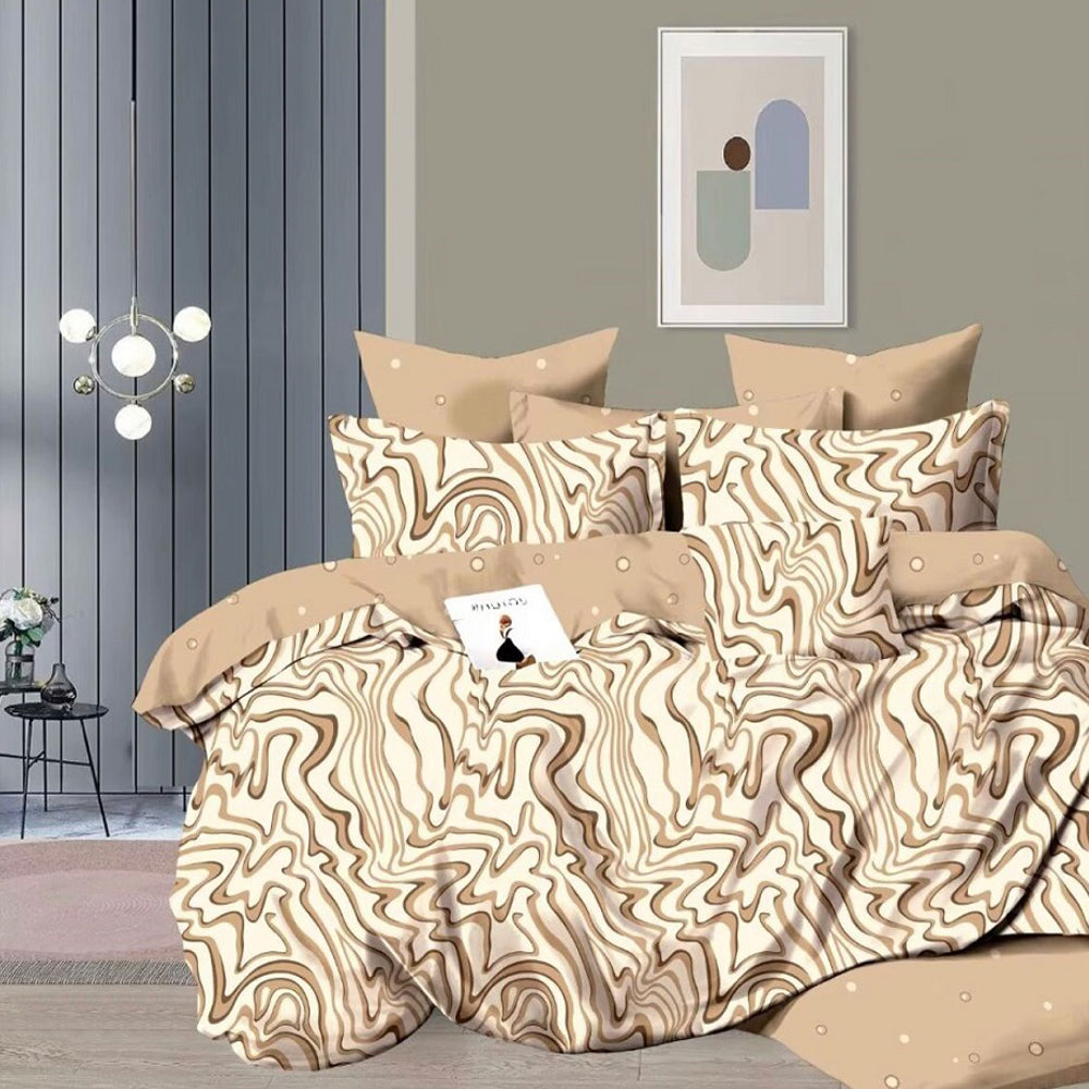 Lenjerie de pat pentru o persoana cu husa de perna patrata, Napasoq, bumbac mercerizat, multicolor, 3 piese