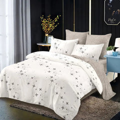 Lenjerie de pat pentru o persoana cu husa de perna patrata, Juba, bumbac mercerizat, multicolor, 3 piese