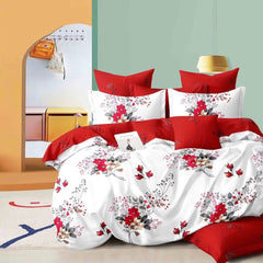 Lenjerie de pat matrimonial cu husa de perna patrata, Isadora, bumbac mercerizat, multicolor, 4 piese