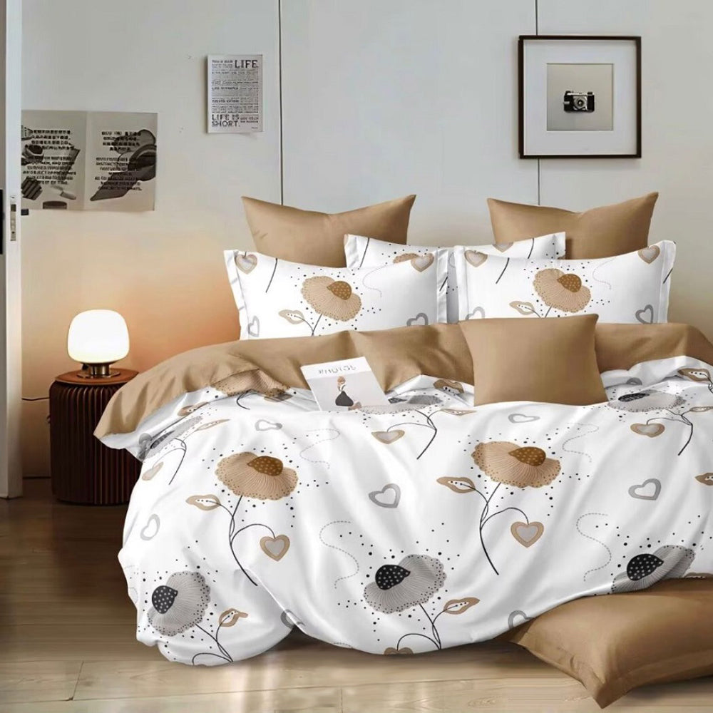Lenjerie de pat pentru o persoana cu husa de perna patrata, Petrinia, bumbac mercerizat, multicolor, 3 piese