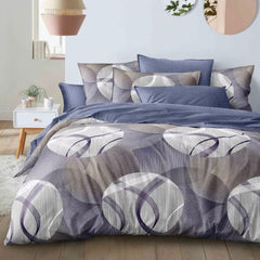 Lenjerie de pat pentru o persoana cu husa de perna patrata, Wirini, bumbac mercerizat, multicolor, 3 piese