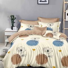 Lenjerie de pat matrimonial cu husa de perna dreptunghiulara, Danzia, bumbac mercerizat, multicolor, 4 piese