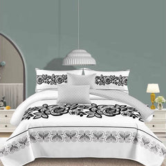 Lenjerie de pat pentru o persoana cu husa de perna patrata, Torhild, bumbac mercerizat, multicolor, 3 piese