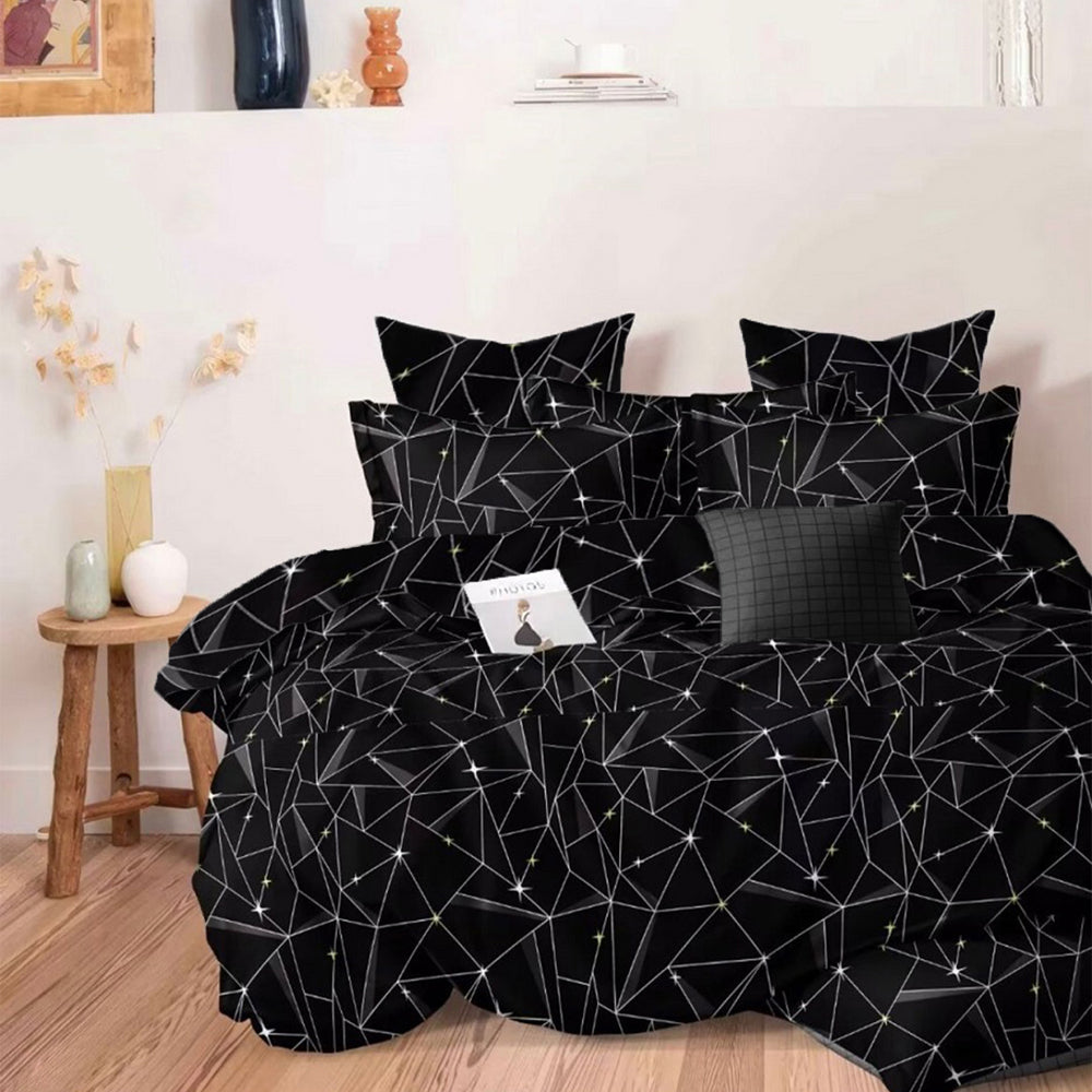 Lenjerie de pat pentru o persoana cu husa de perna patrata, Olan, bumbac mercerizat, multicolor, 3 piese