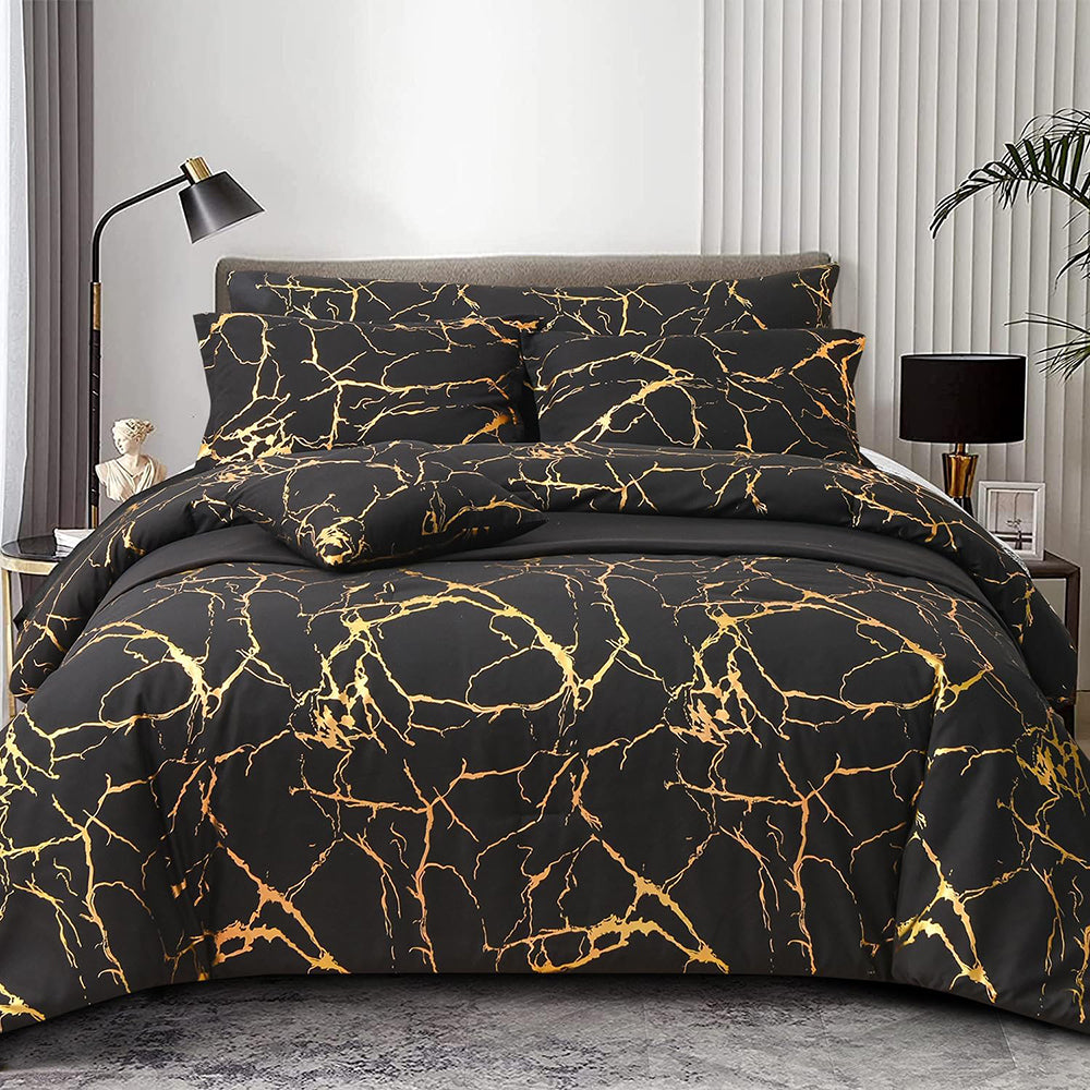 Lenjerie de pat pentru o persoana cu husa de perna patrata, Torvald, bumbac mercerizat, multicolor, 3 piese