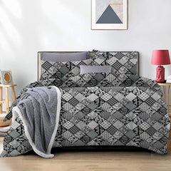 Lenjerie de pat pentru o persoana cu husa de perna patrata, Niland, bumbac mercerizat, multicolor, 3 piese