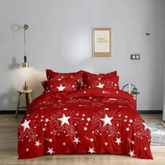 Lenjerie de pat pentru o persoana cu husa de perna patrata, Tudi, bumbac mercerizat, multicolor, 3 piese