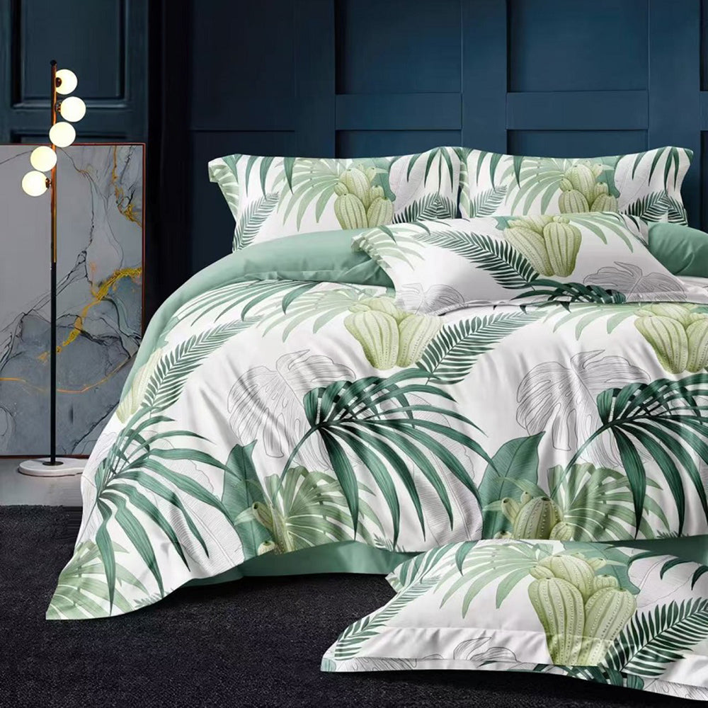 Lenjerie de pat pentru o persoana cu husa de perna patrata, Reus, bumbac mercerizat, multicolor, 3 piese