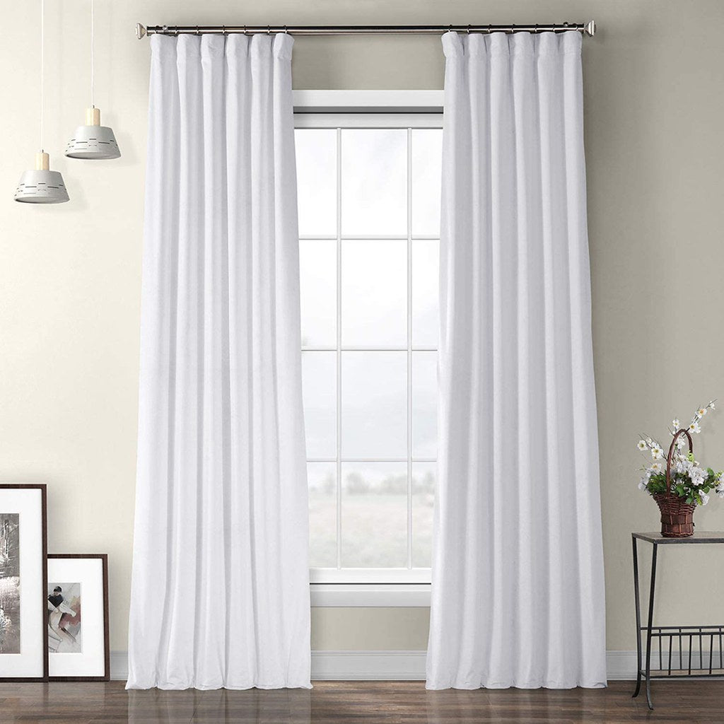 Set draperii din catifea cu rejansa din bumbac tip fagure, Madison, densitate 700 g/ml, Alb, 2 buc