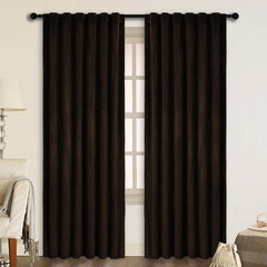 Set draperii din catifea cu rejansa transparenta cu ate pentru galerie, Madison, densitate 700 g/ml, Maro inchis, 2 buc
