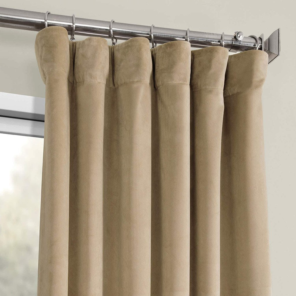 Set draperii din catifea cu rejansa din bumbac tip fagure, Madison, densitate 700 g/ml, Latte, 2 buc