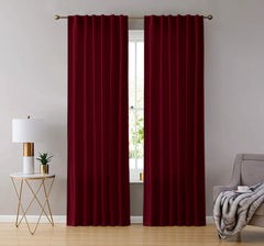 Draperie din catifea cu rejansa transparenta cu ate pentru galerie, Madison, densitate 700 g/ml, Burgundy, 1 buc